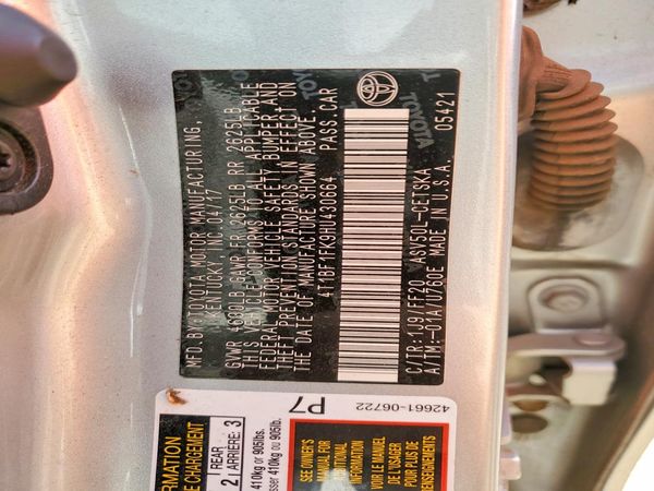 2017 TOYOTA CAMRY LE/SE/XLE/XSE — VINS