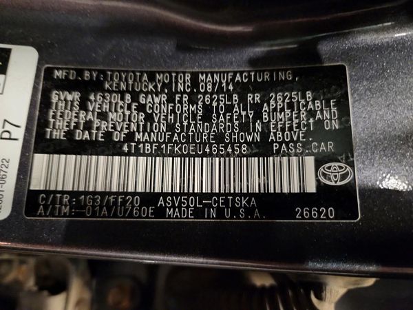 2014 TOYOTA CAMRY — VINS