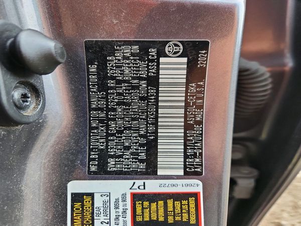 2016 TOYOTA CAMRY — VINS