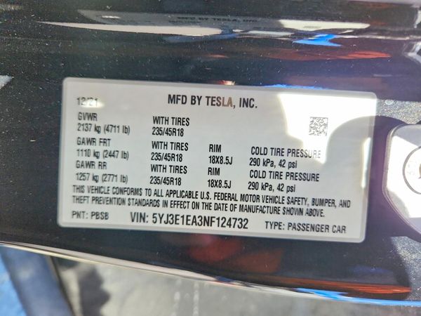 2022 TESLA MODEL 3