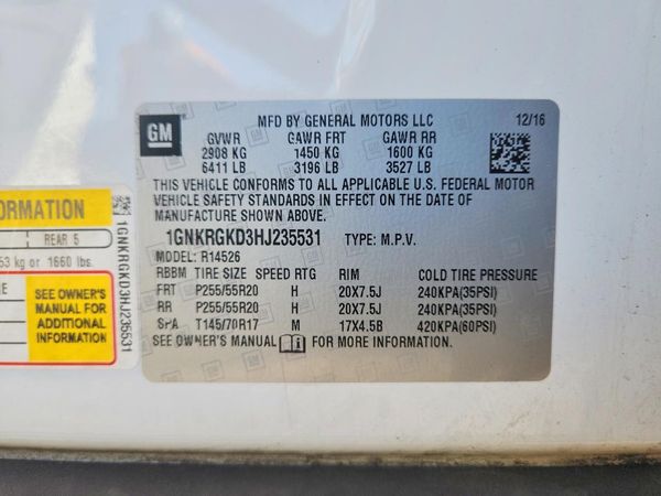 2017 CHEVROLET TRAVERSE 1LT — VINS