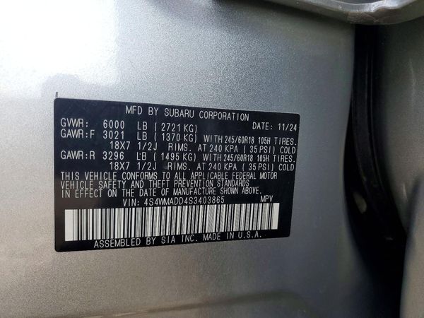 2025 SUBARU ASCENT Premium — VINS