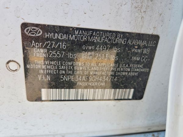 2016 HYUNDAI SONATA — VINS