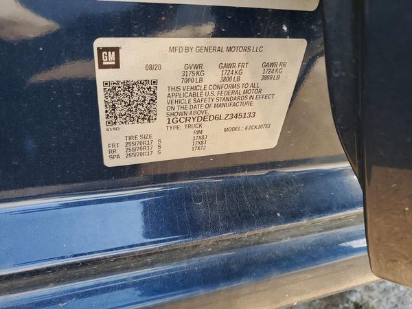 2020 CHEVROLET SILVERADO LT — VINS