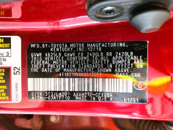 2019 TOYOTA CAMRY SOLA SE/XLE Hybrid