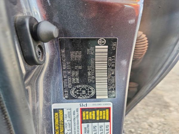 2012 TOYOTA CAMRY — VINS