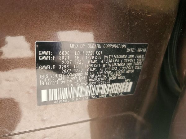2019 SUBARU ASCENT Limited 7+ES+KA