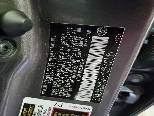 2017 TOYOTA CAMRY LE/SE/XLE/XSE — VINS