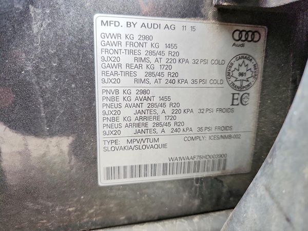2017 AUDI Q7 S Line quattro Technik — VINS