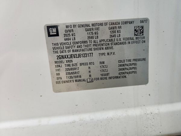 2018 CHEVROLET EQUINOX LT (1LT) — VINS