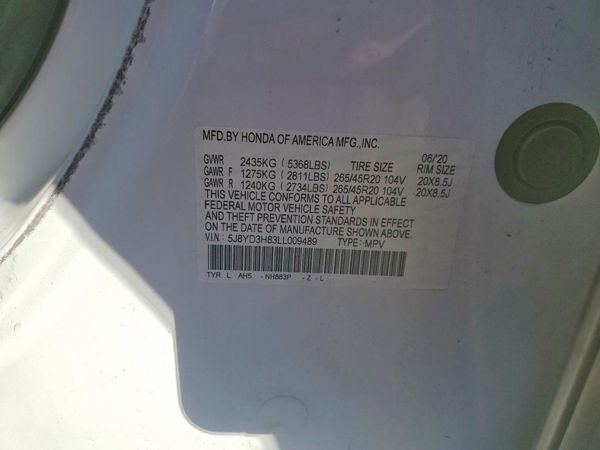 2020 ACURA MDX ADVANCE 6P