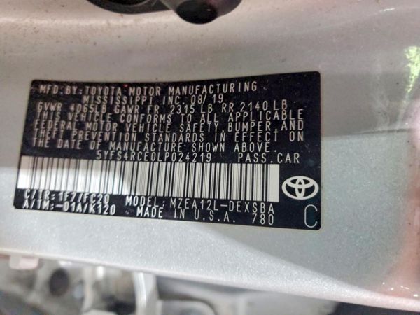 2020 TOYOTA COROLLA