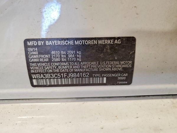 2015 BMW 3 SERIES xDrive — VINS