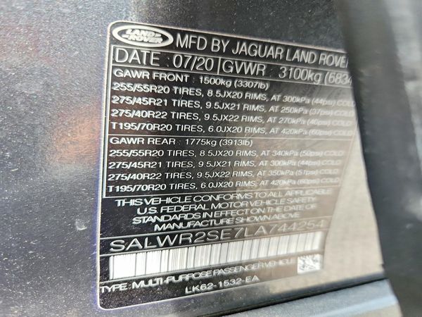 2020 LAND ROVER RANGE ROVER SPORT