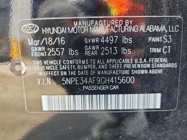 2016 HYUNDAI SONATA