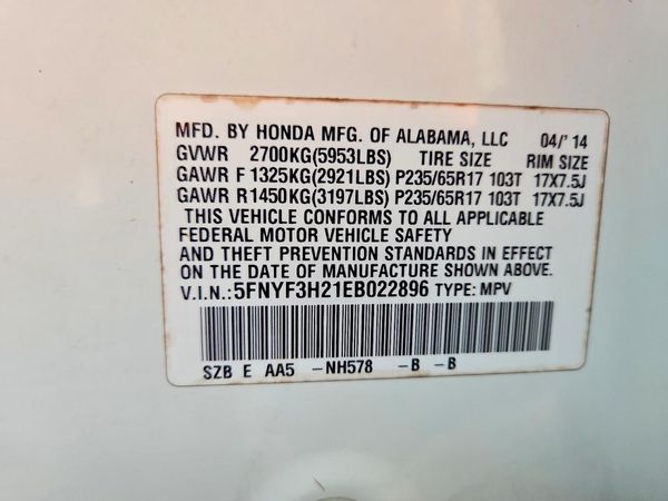 2014 HONDA PILOT LX