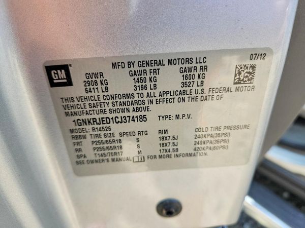 2012 CHEVROLET TRAVERSE L 2LT — VINS