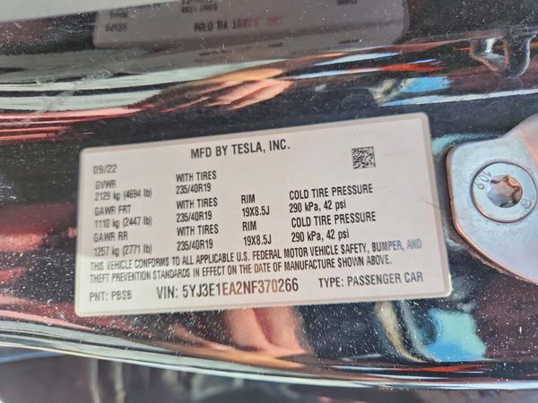 2022 TESLA MODEL 3
