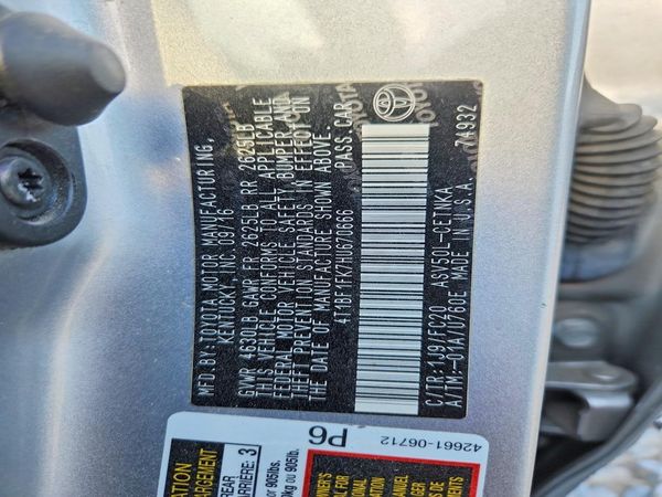 2017 TOYOTA CAMRY LE/SE/XLE/XSE — VINS