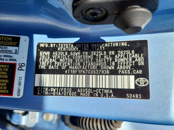 2012 TOYOTA CAMRY