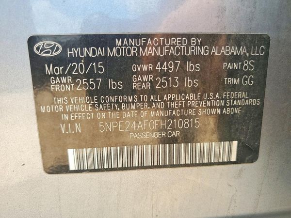 2015 HYUNDAI SONATA SE, ECO — VINS