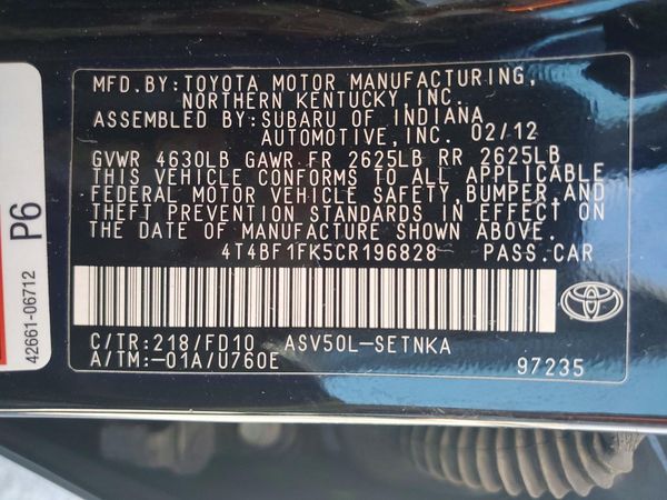 2012 TOYOTA CAMRY