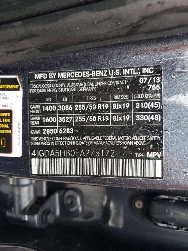 2014 MERCEDES-BENZ ML ML350 4-MATIC