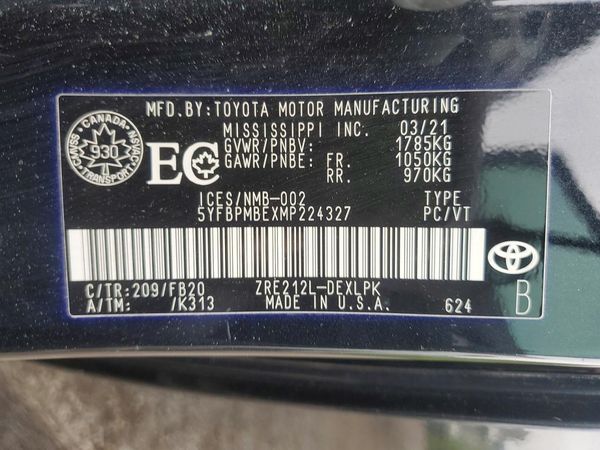 2021 TOYOTA COROLLA