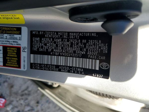 2012 TOYOTA CAMRY
