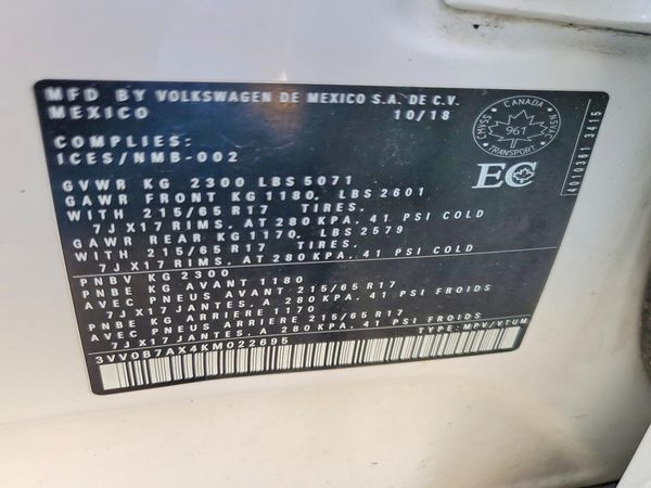 2019 VOLKSWAGEN TIGUAN 4Motion S