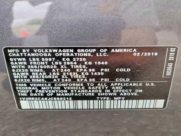 2018 VOLKSWAGEN ATLAS 4Motion SEL