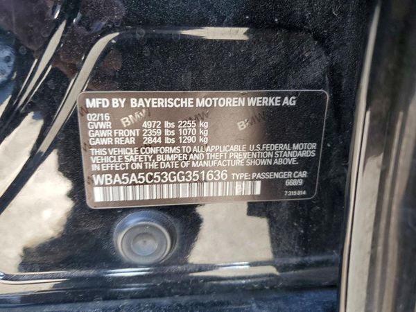 2016 BMW 528 — VINS