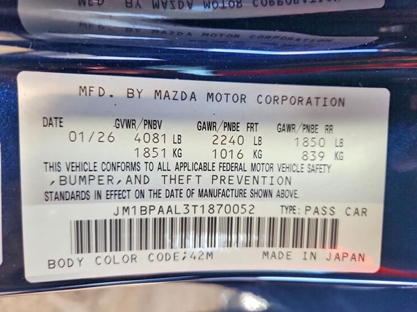 2026 MAZDA 3 Base — VINS