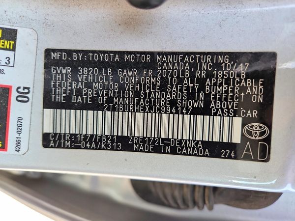 2018 TOYOTA COROLLA L/LE/SE/XLE/XSE