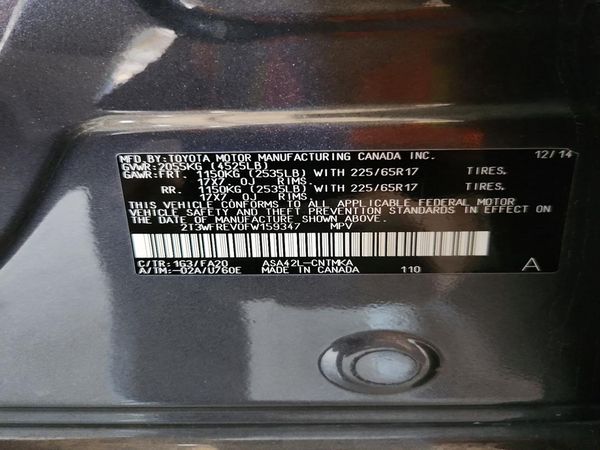 2015 TOYOTA RAV4 XLE (M Grade)