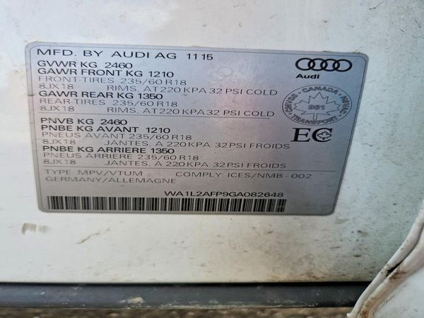 2016 AUDI Q5 quattro Premium Plus — VINS