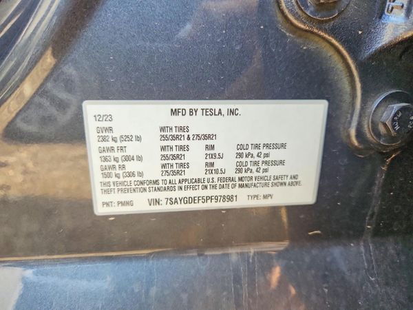 2023 TESLA MODEL Y — VINS