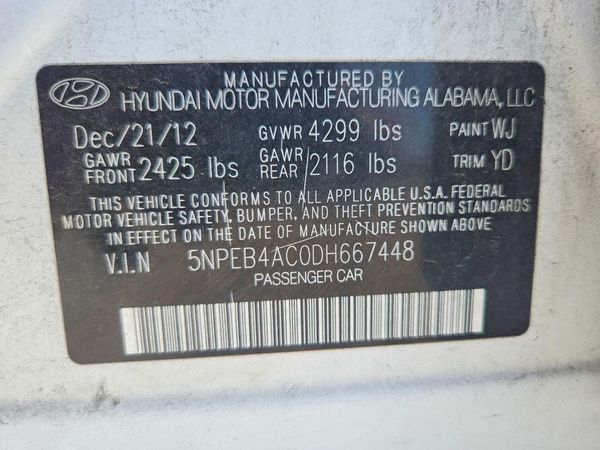 2013 HYUNDAI SONATA GLS/ GLS Popular — VINS