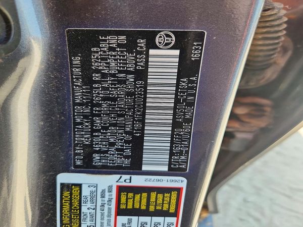 2012 TOYOTA CAMRY — VINS