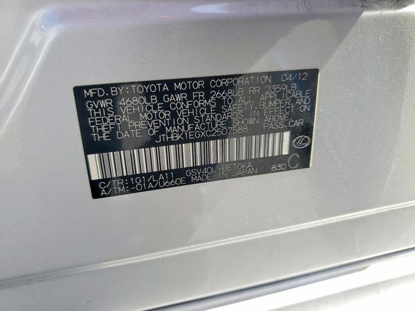 2012 LEXUS ES