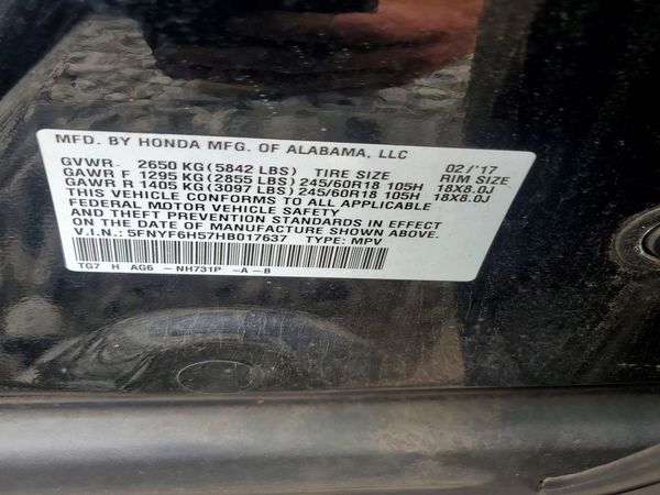 2017 HONDA PILOT EXL
