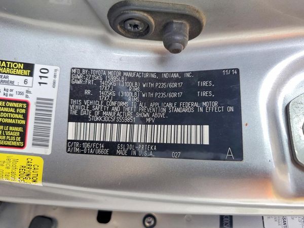2015 TOYOTA SIENNA