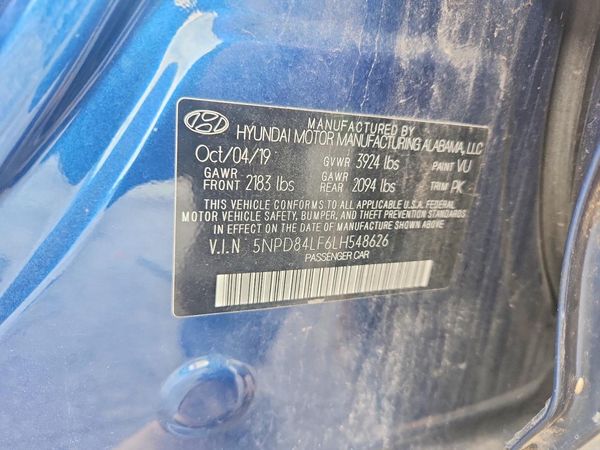 2020 HYUNDAI ELANTRA — VINS