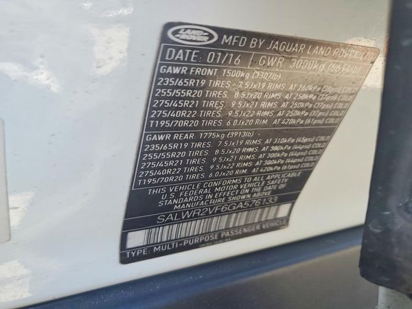 2016 LAND ROVER RANGEROVER HSE — VINS