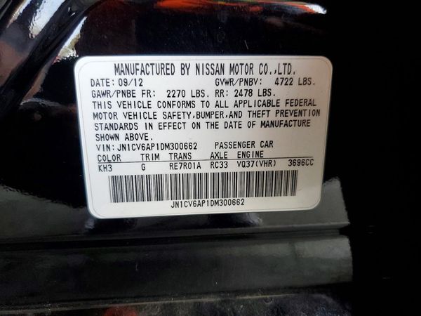 2013 INFINITI G37 — VINS