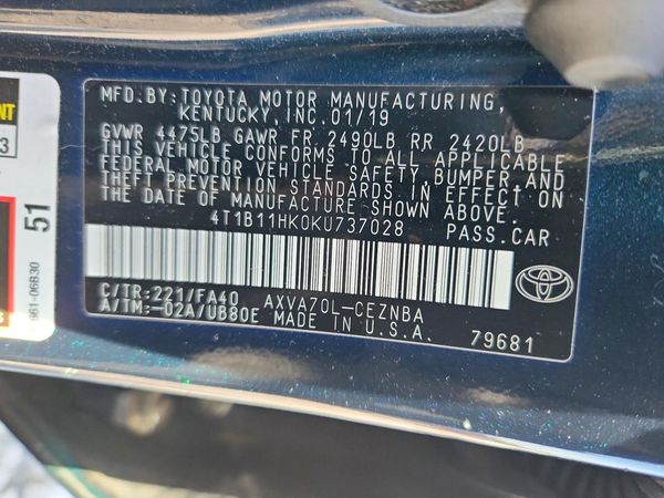 2019 TOYOTA CAMRY L/LE/SE/XLE