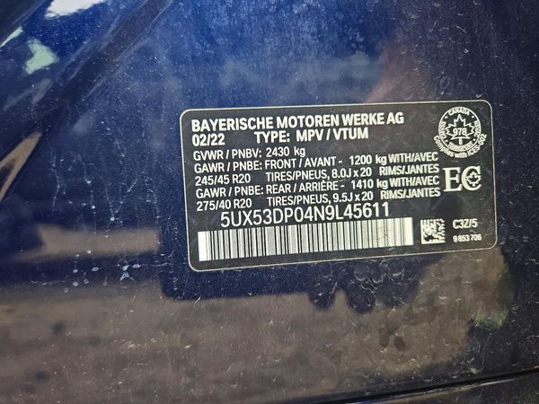 2022 BMW X3 xDrive30i — VINS