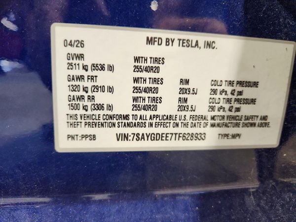 2026 TESLA MODEL Y — VINS