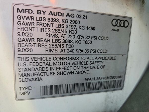2021 AUDI Q7 quattro Premium Plus