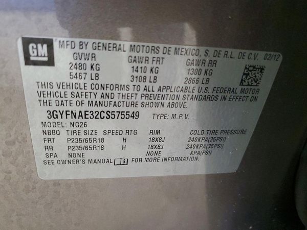 2012 CADILLAC SRX